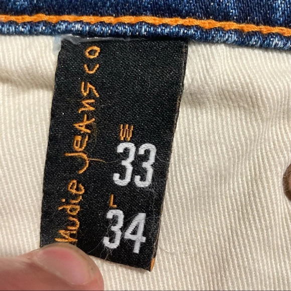 NUDIE Sz 33 Steady Eddy II Indigo Shades Colour Button Fly Organic Cotton Jeans - Picture 12 of 15